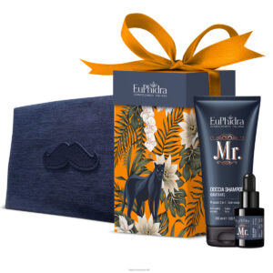 Euphidra cofanetto di natale barber man viso e corpo - doccia shampoo idratante + olio barba fortificante + beauty trousse